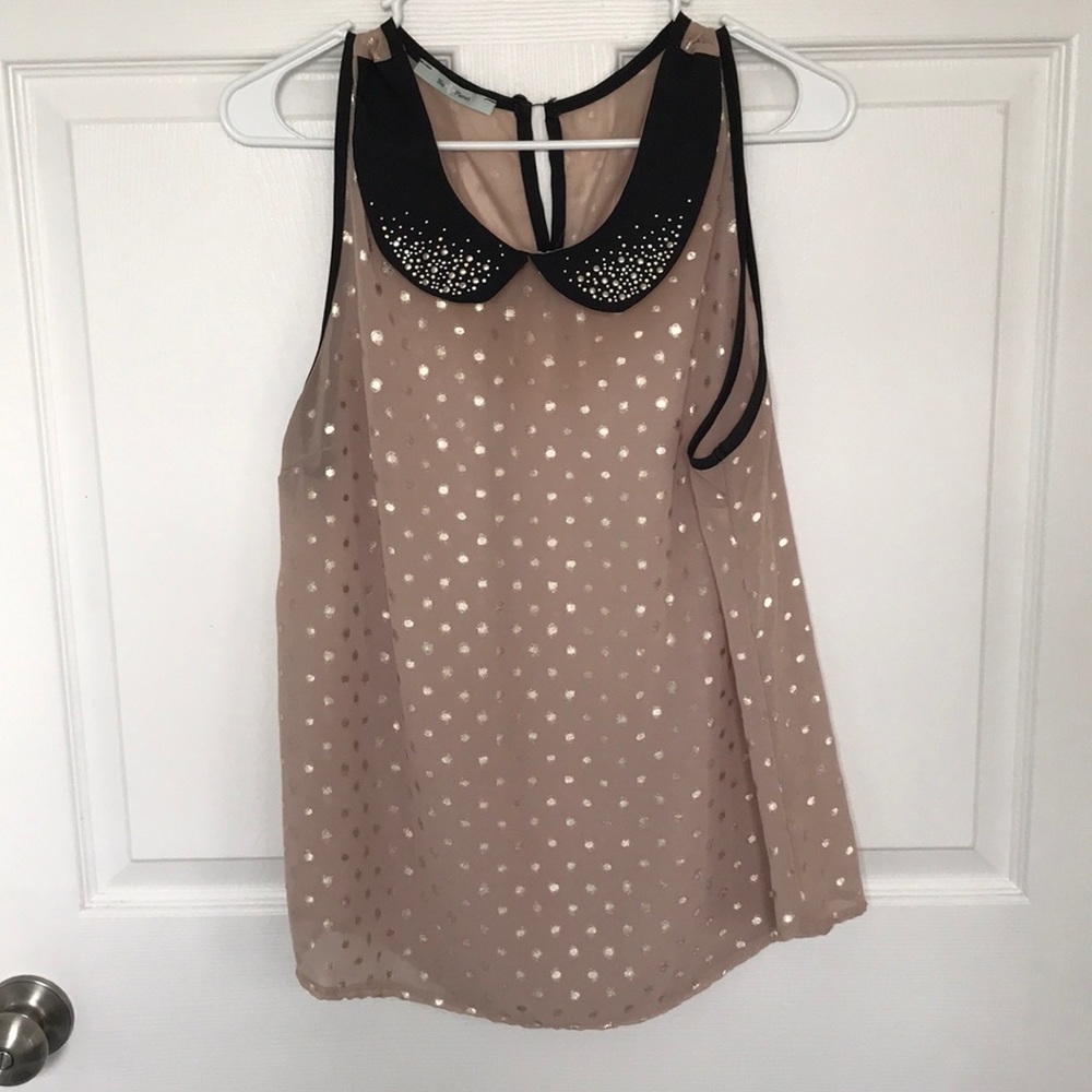 Gold/Tan sheer collared Blouse